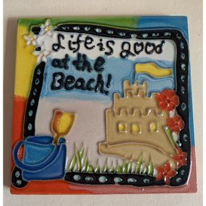 Life Is Good At The Beach Backsplash 4x4 Decorative Ceramic Wall Art Tile New